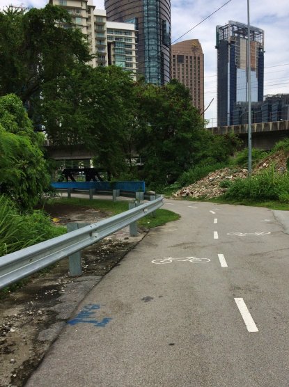 Magically, a bike path appeared that allowed me to connect through Mid Valley