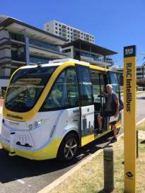 Boarding the driverless bus